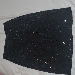 Black High Waisted Sequins Pencil Skirt